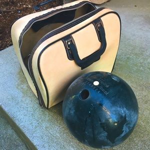 Vintage Brunswick Crown Jewel Bowling Bag + Ball